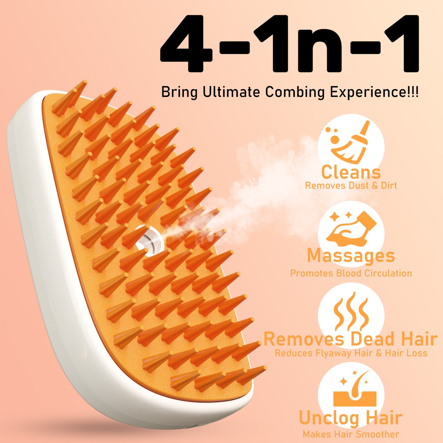 4 In 1 Cat Steam Brush | Anti Static Shedding Spray Comb Hair Removal Mist Indoor Steamy Grooming Brush