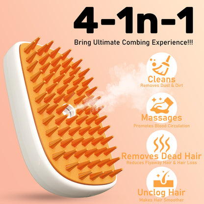 4 In 1 Cat Steam Brush | Anti Static Shedding Spray Comb Hair Removal Mist Indoor Steamy Grooming Brush