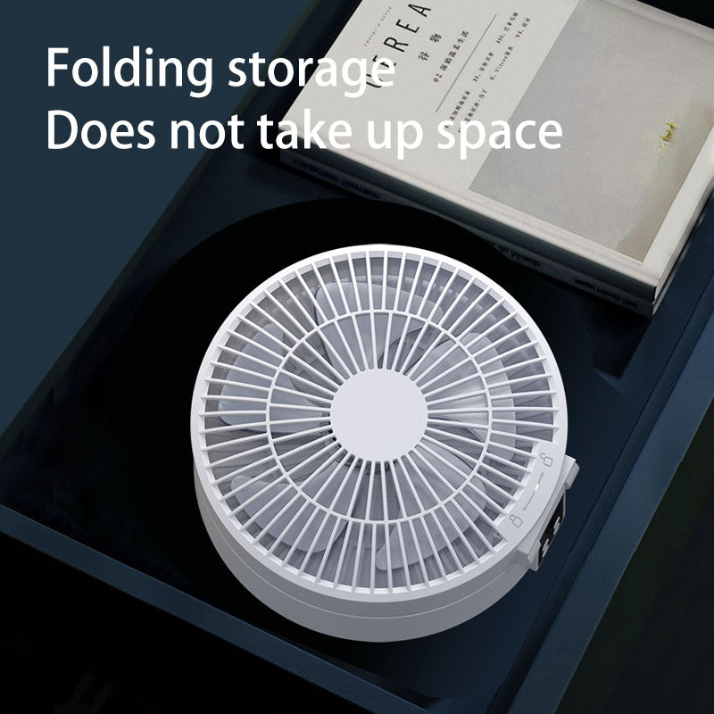 “BreezeBound” Portable Folding Fan with Night Light | Remote Control Portable Rechargeable USB Electric Folding Fan