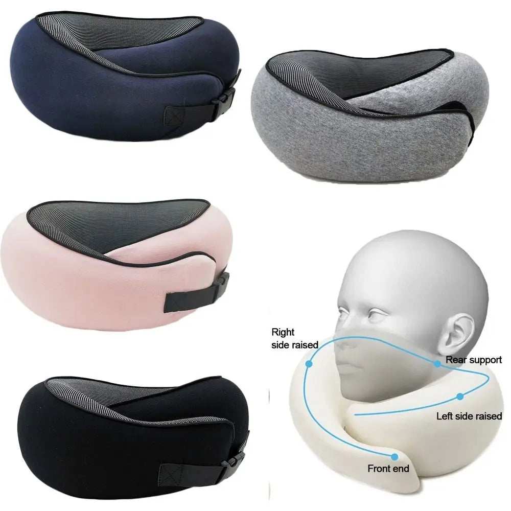 Memory Foam Travel Neck Pillow | U Shape Adjustable Support Comfortably Sleeping On Plane Car Office Noon Break