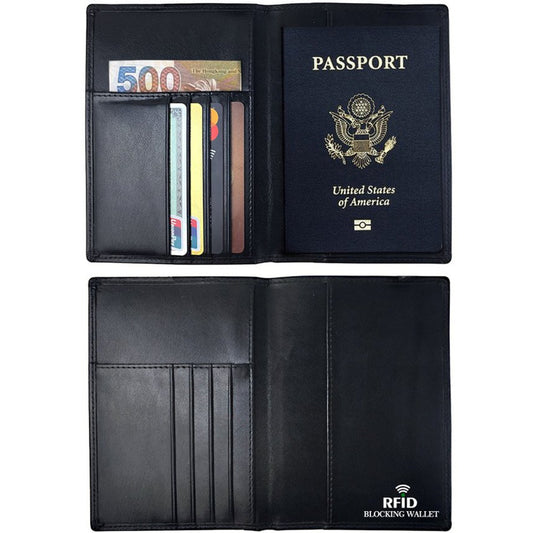 “GlobalGuard” RFID Leather Travel Wallet | RFID Antimagnetic Passport Holder Leather ID Case