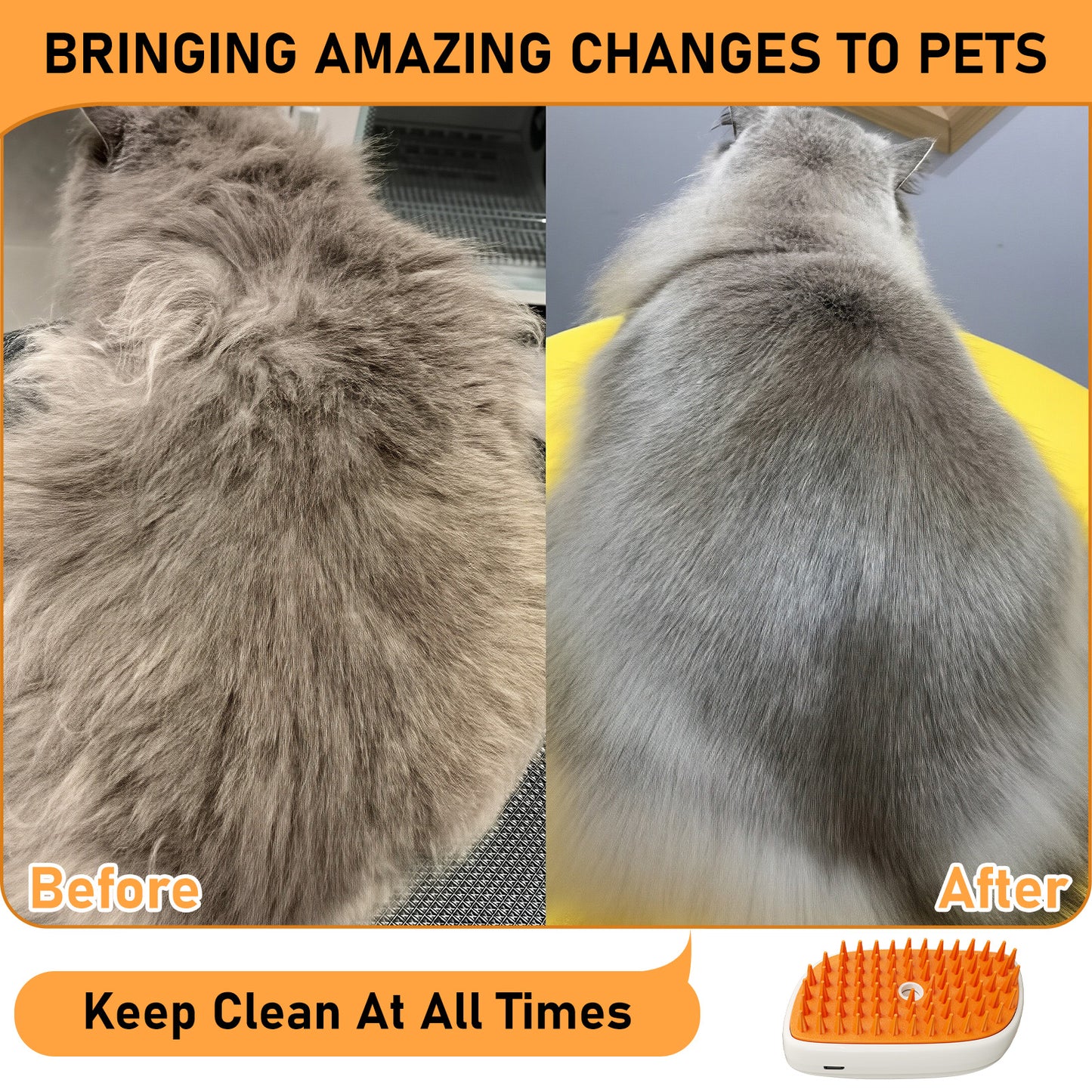 4 In 1 Cat Steam Brush | Anti Static Shedding Spray Comb Hair Removal Mist Indoor Steamy Grooming Brush