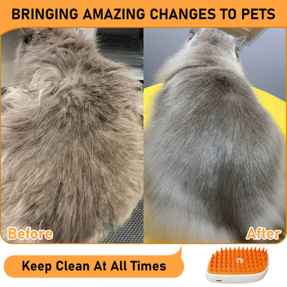 4 In 1 Cat Steam Brush | Anti Static Shedding Spray Comb Hair Removal Mist Indoor Steamy Grooming Brush