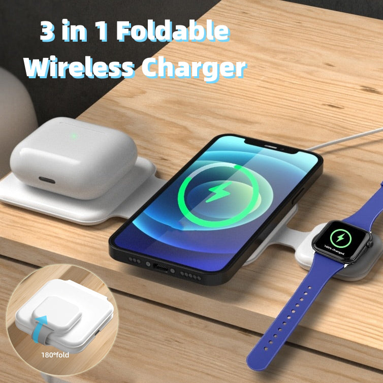 "TriCharge" 3-in-1 Wireless Charger | Portable Charger for AirPods, Apple Watch, iPhone