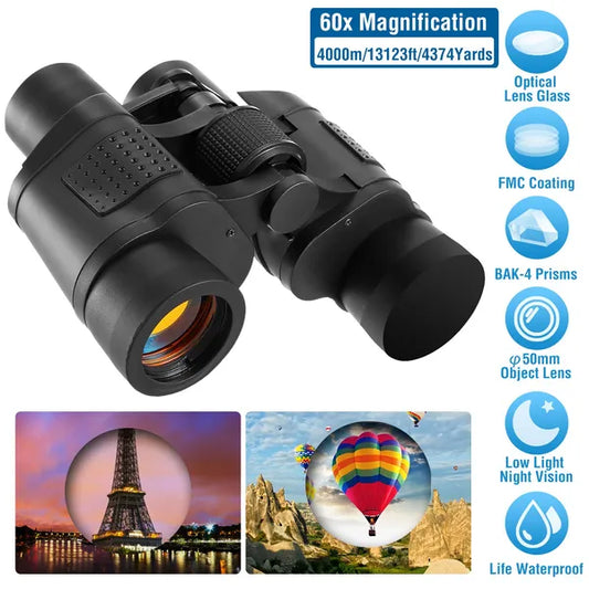 Portable HD Binoculars With FMC Lens 60x | Bird Watching Hunting Sports Events