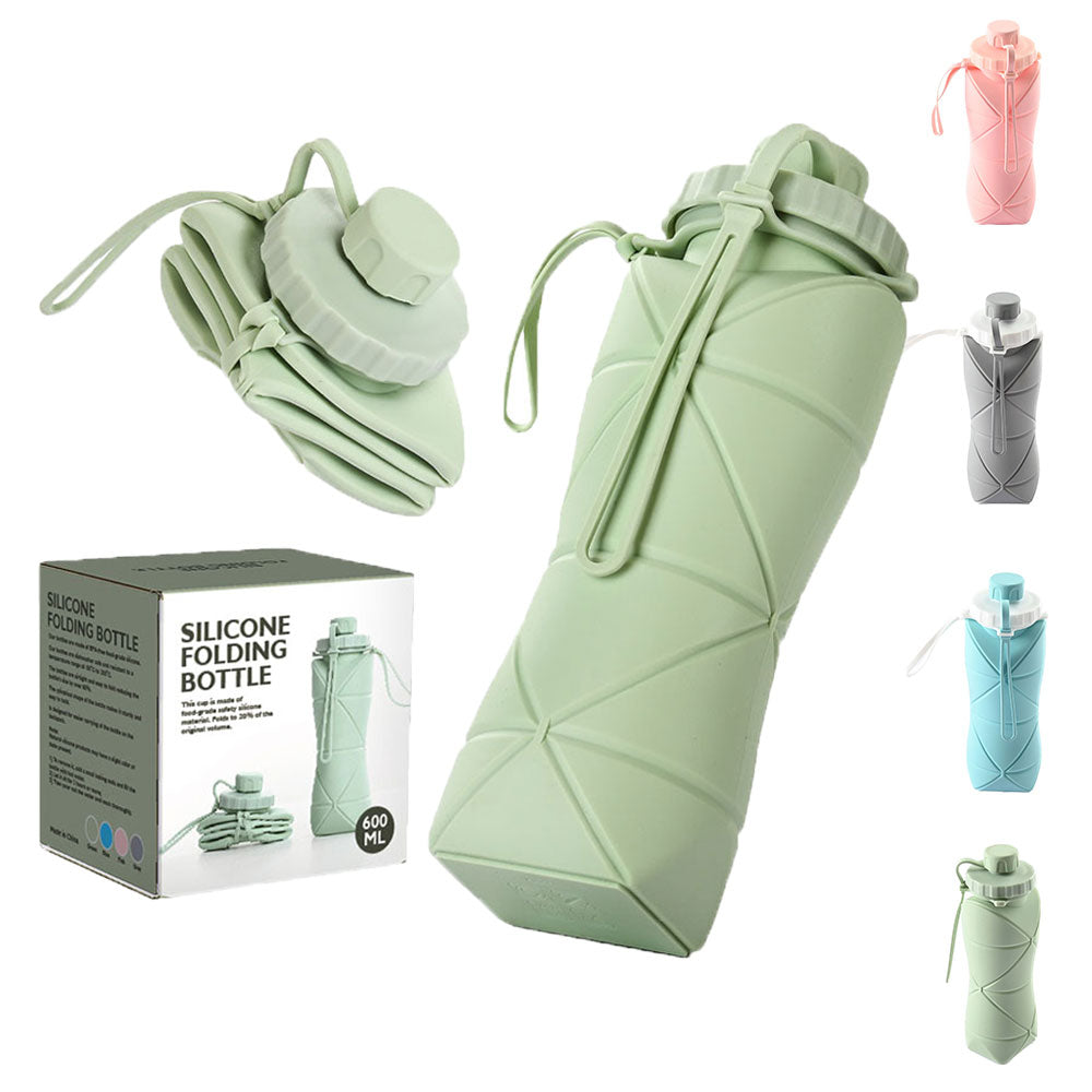 EcoSip 600ml Folding Silicone Water Bottle | Collapsible travel bottle