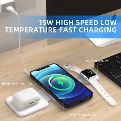 "TriCharge" 3-in-1 Wireless Charger | Portable Charger for AirPods, Apple Watch, iPhone