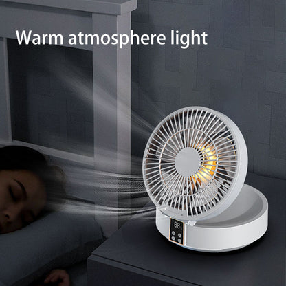 “BreezeBound” Portable Folding Fan with Night Light | Remote Control Portable Rechargeable USB Electric Folding Fan